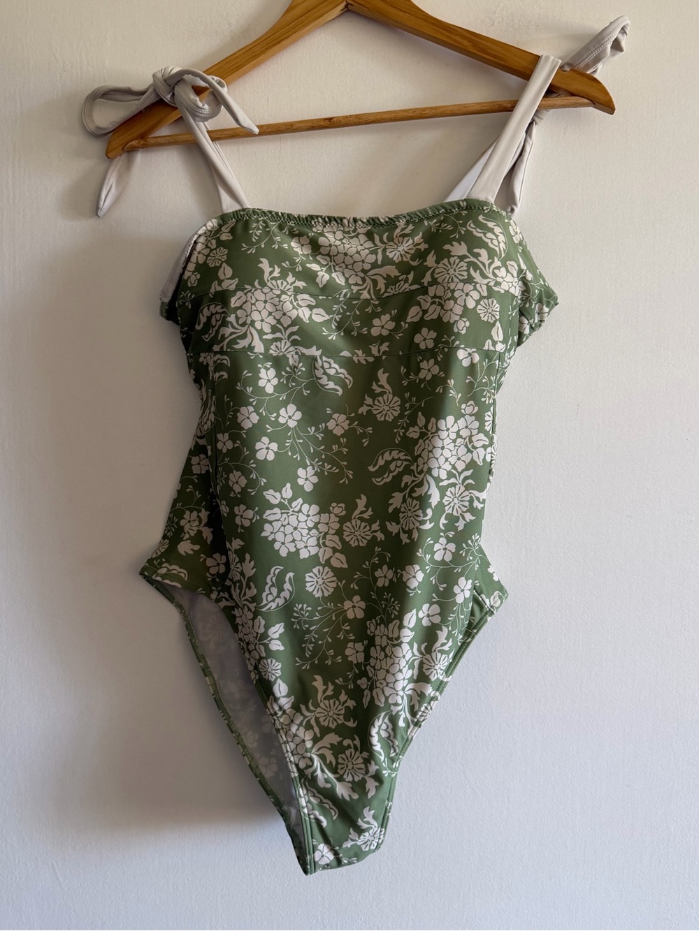 summersalt Green Floral One-Piece Swimsuit with Cream Straps
